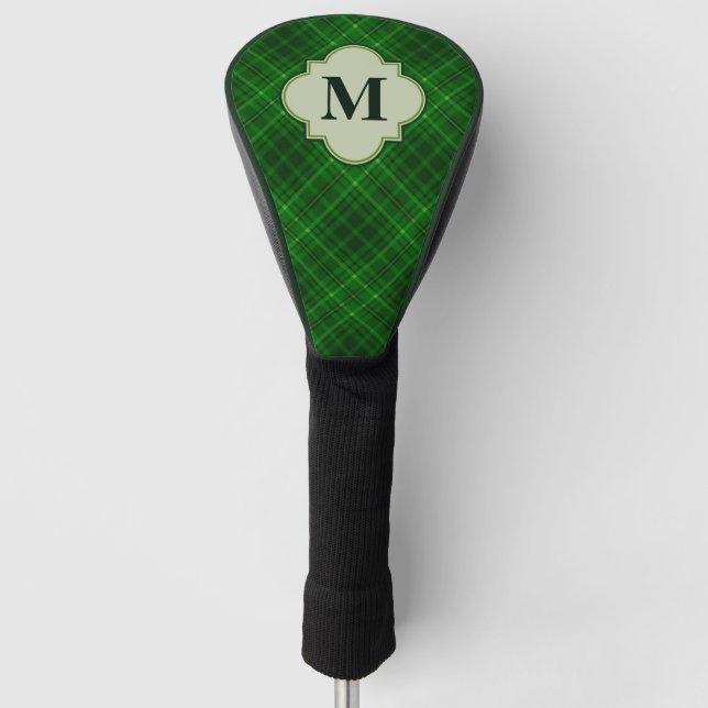 Green Plaid Monogram Golf Head Cover (Front)