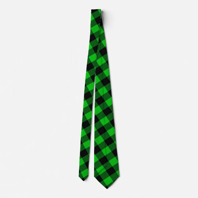 Green Plaid Neck Tie (Back)