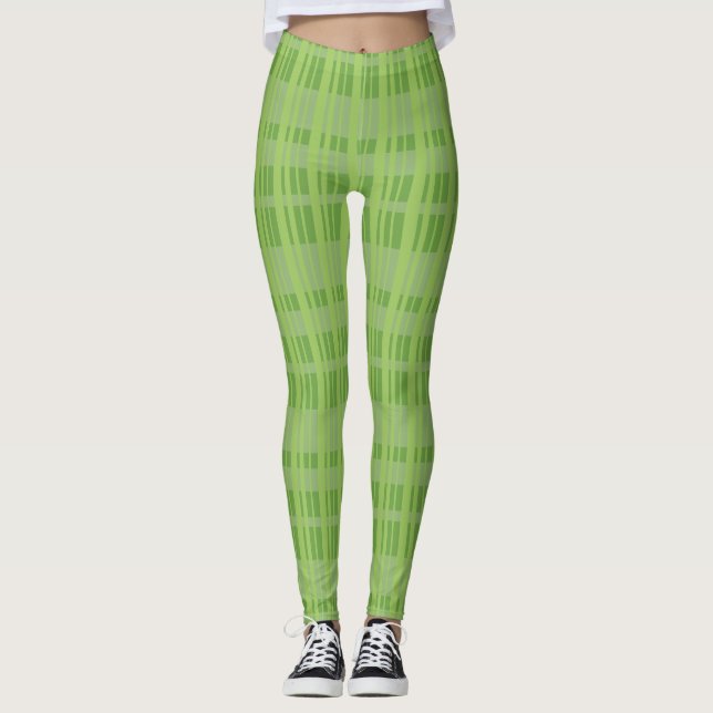 Green Plaid On Green Leggings (Front)