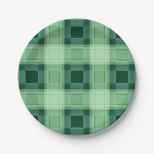 Green plaid paper plate