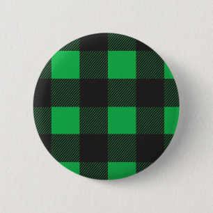 Green plaid pattern 2 inch round button
