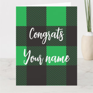 Green Plaid Pattern Congrats Card