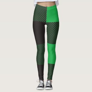 Green plaid pattern leggings