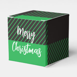Green Plaid Pattern Merry Christmas Favor Box