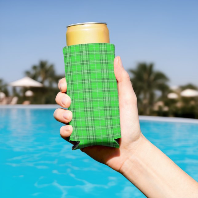 Green plaid pattern seltzer can cooler (In Situ Pool)
