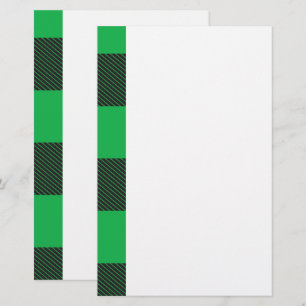 Green plaid pattern stationery