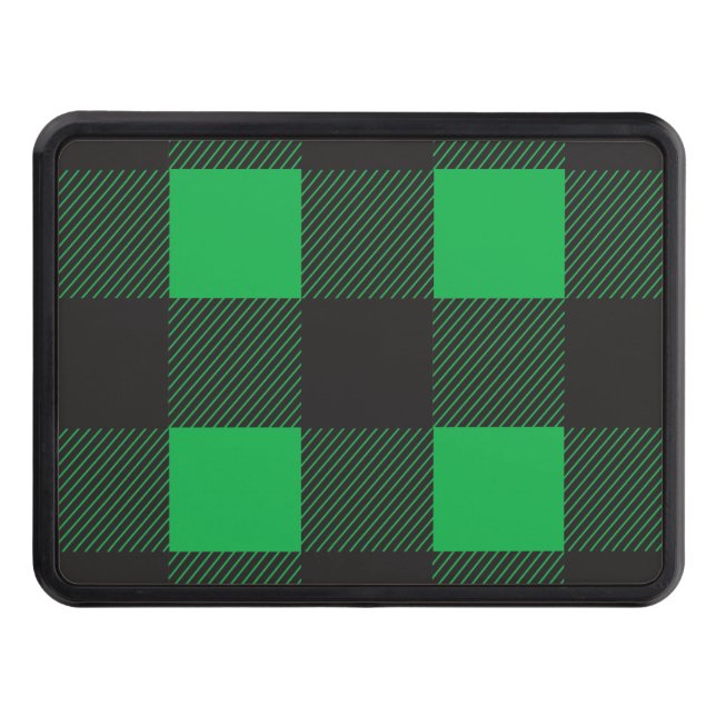 Green plaid pattern trailer hitch cover (Front)