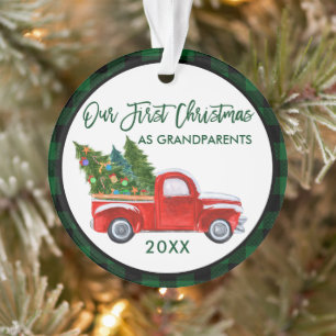 Green Plaid Premier Noël en Grand-parents Camion