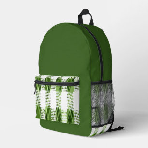 Green plaid printed backpack
