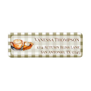Green Plaid Pumpkin Spice Latte Pie Return Address