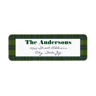 Green Plaid - Return Address Label