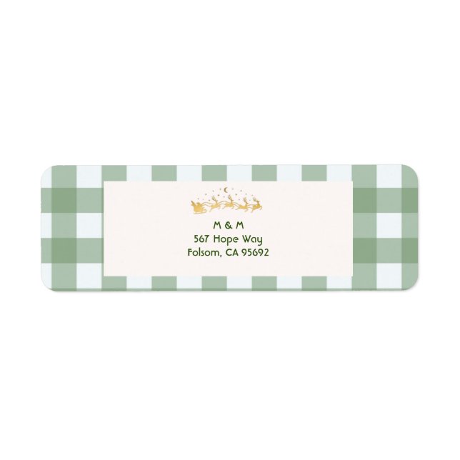 Green Plaid Return Address Label (Front)