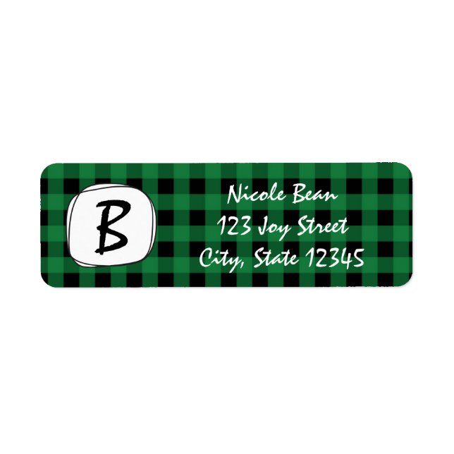 Green Plaid Rustic Frame Holiday Address Labels (Front)
