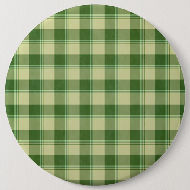 Green Plaid Saint Patrick's day 6 Inch Round Button (Front)