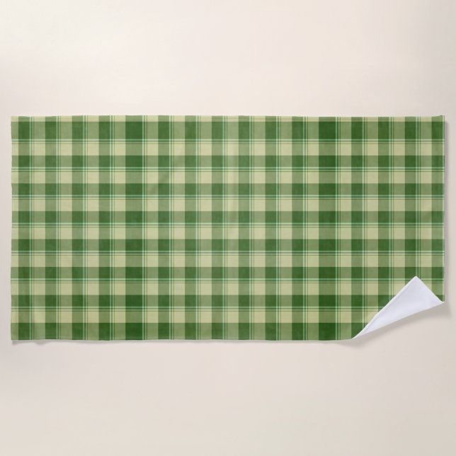 Green Plaid Saint Patrick's day Beach Towel (Front)