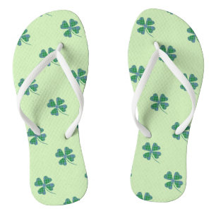Green Plaid Shamrock Clover Pattern Flip Flops