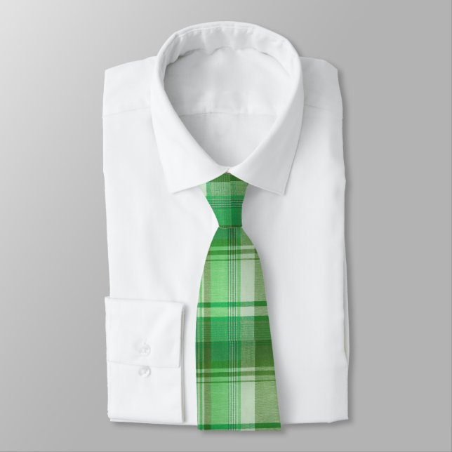 Green Plaid St. Patrick's Day Tie (Tied)