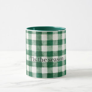 Green Plaid Stripes Christmas Mug