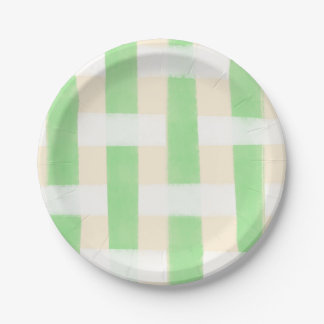 Green Plaid Summer Paper Plate