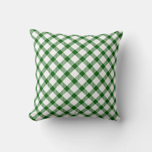 Green plaid throw pillow
