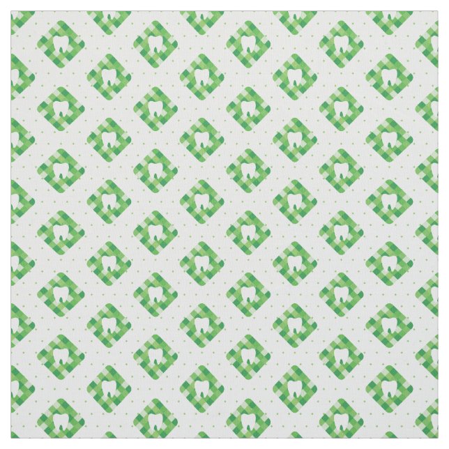 Green Plaid Tooth Pattern Fabric (Swatch)