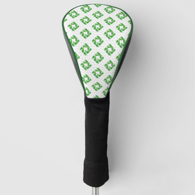 Green Plaid Tooth Pattern Golf Head Cover (Front)