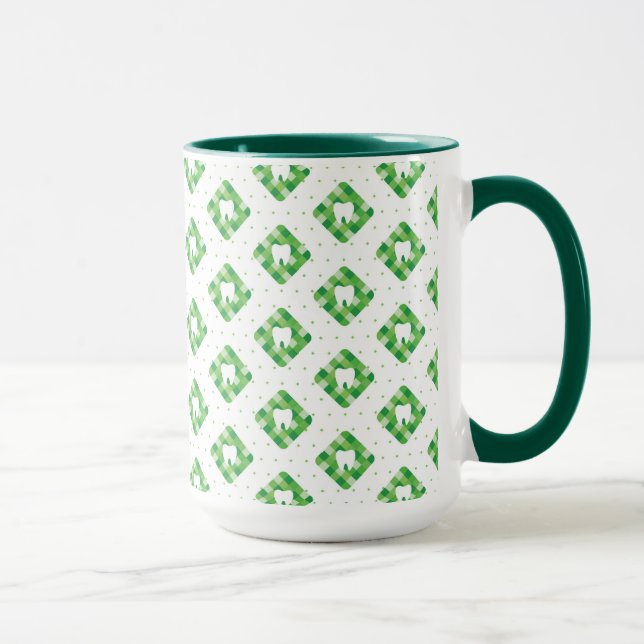 Green Plaid Tooth Pattern Mug (Right)