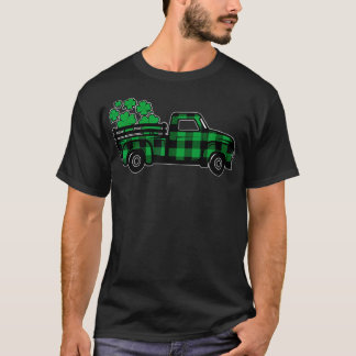 Green Plaid Truck Shamrock St Patricks Day Men T-Shirt