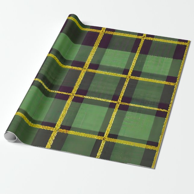 Green Plaid Wrapping Paper (Unrolled)