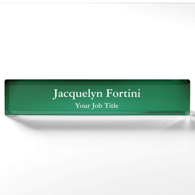 Green Plain Elegant Modern Minimalist Nameplate (Front)