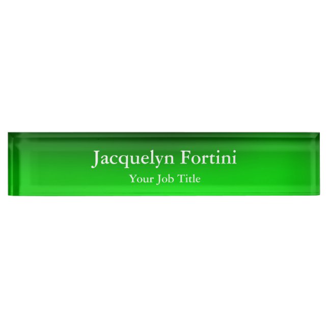 Green Plain Elegant Modern Minimalist Nameplate (Front)