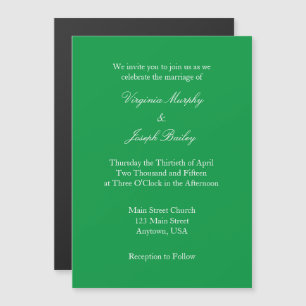 Green Plain Simple Magnetic Wedding Invitation