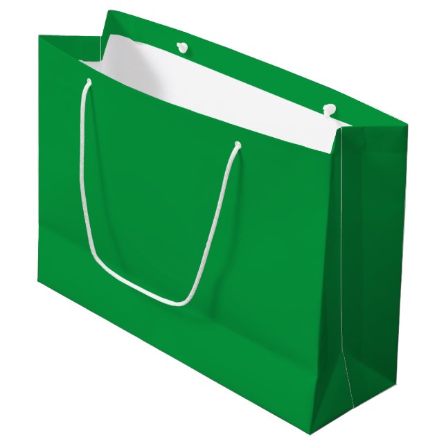 Green Plain Solid Colour Christmas Holiday Large Gift Bag (Front Angled)