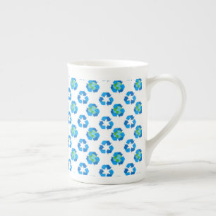 Green Planet Dots Earth Day Ecology Environment Bone China Mug