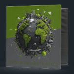 Green Planet Earth 3 Ring Binder<br><div class="desc">"Green Planet Earth" binder design,  showcasing a thriving miniature world where nature and urban life coexist. The artwork highlights a lush green globe surrounded by clean energy wind turbines and modern city structures,  making it an ideal choice for environmental projects,  science coursework,  or corporate sustainability reports.</div>