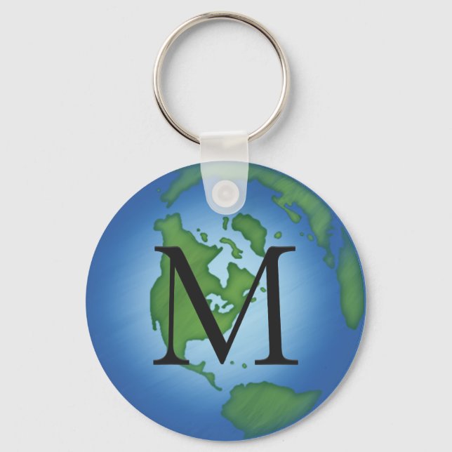 Green Planet Earth Environmental Momogramed Keychain (Front)