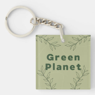 Green planet  keychain