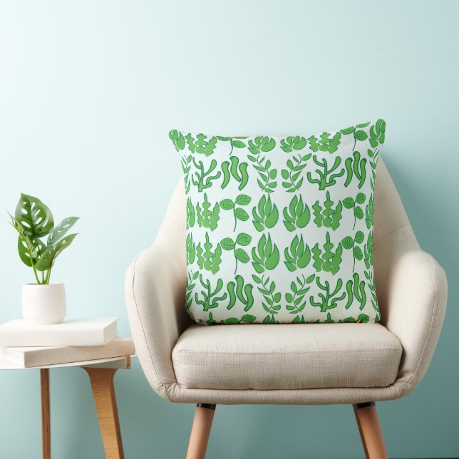 Green Plant Algae  Throw Pillow (Chair)
