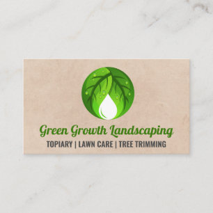 Green Plant Modern Logo Landscaping Tools Business Card