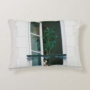 GREEN PLANT ON WHITE WINDOW ACCENT PILLOW