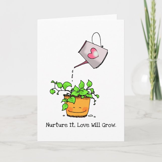 Green plant & watering can card (Front)