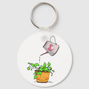 Green plant & watering can keychain