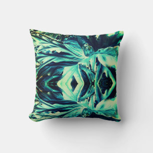 Green Plants Funky Psychedelic Effect Throw Pillow
