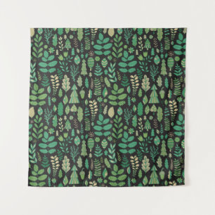 Green plants seamless pattern tapestry