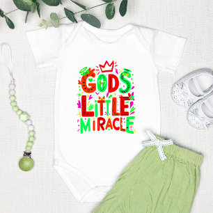 Green Playful "God's Little Miracle"  Baby Bodysuit