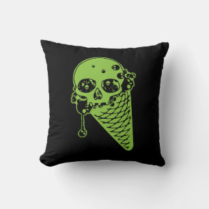 Green Poison Ice Cream Cone Throw Pillow