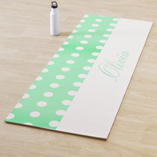 Green Poka Dots Yoga Mat (In Situ)