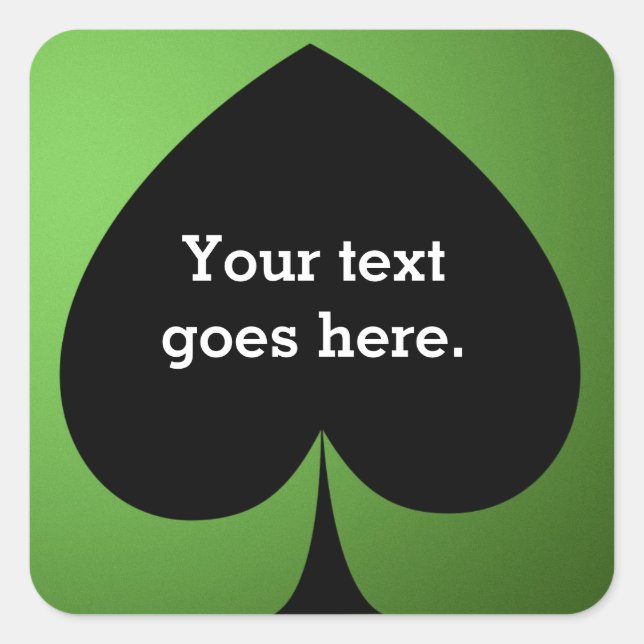 Green Poker casino spade party favour sticker (Front)