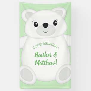Green Polar Bear Baby Shower Banner