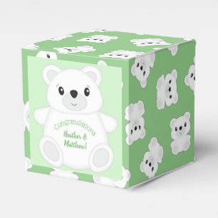 Green Polar Bear Baby Shower Favor Box